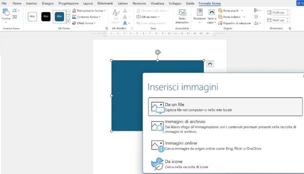 Come inserire un'immagine in una forma su Word