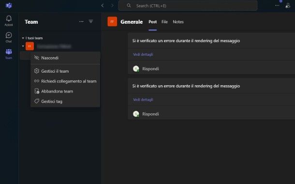 Come abbandonare un team su Microsoft Teams da PC