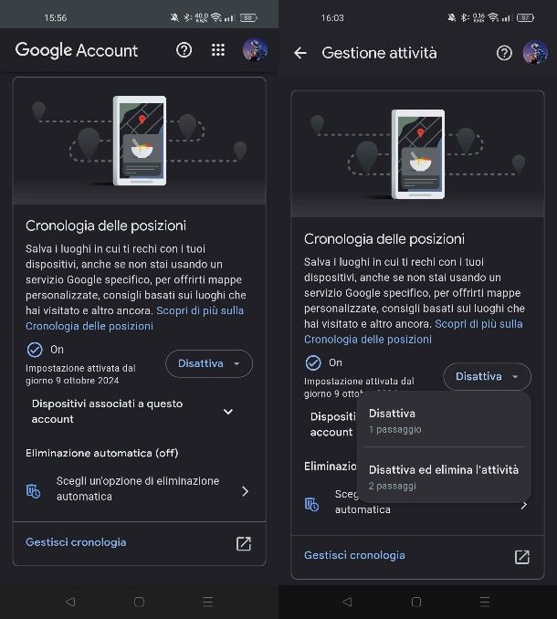 Come cancellare cronologia posizioni Android