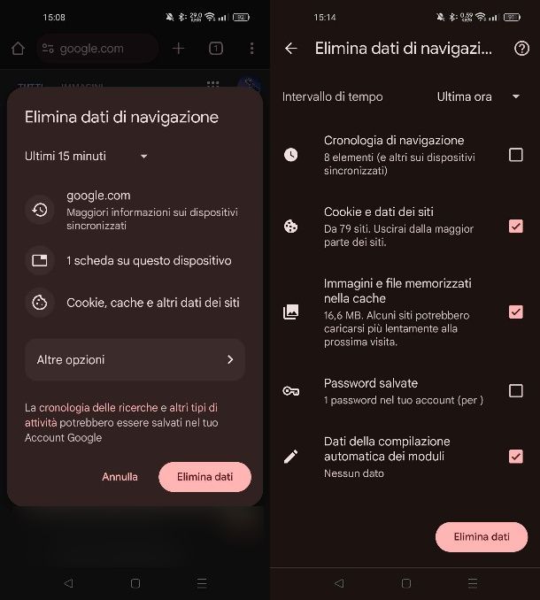 Come cancellare cronologia Google Chrome Android