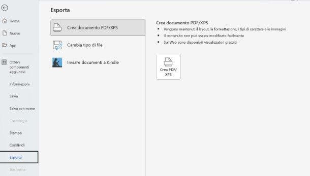 Come salvare un documento Word in PDF