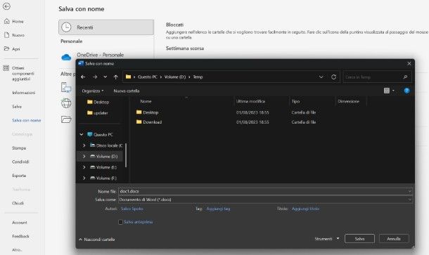 Come salvare un documento Word in DOCX