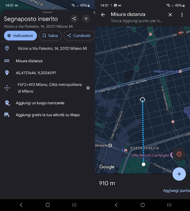 Come vedere la distanza tra due punti su Google Maps