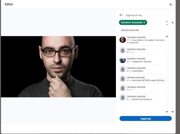 Come taggare foto su LinkedIn