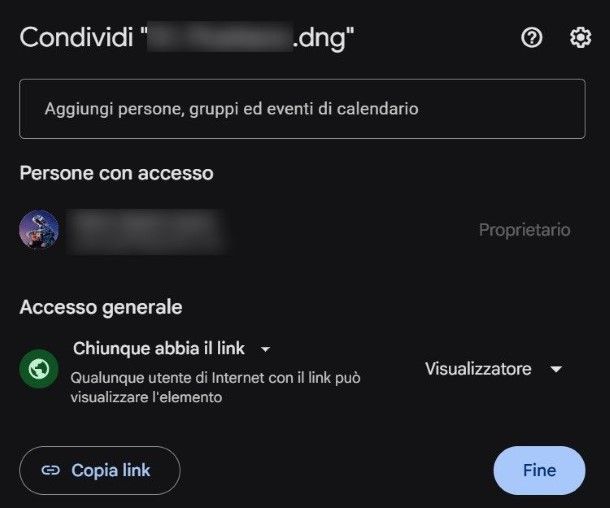 Come condividere file Drive con email non Google