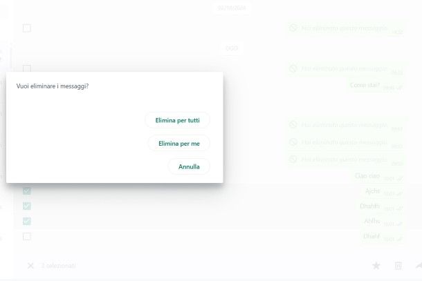 Eliminare messaggi WhatsApp PC