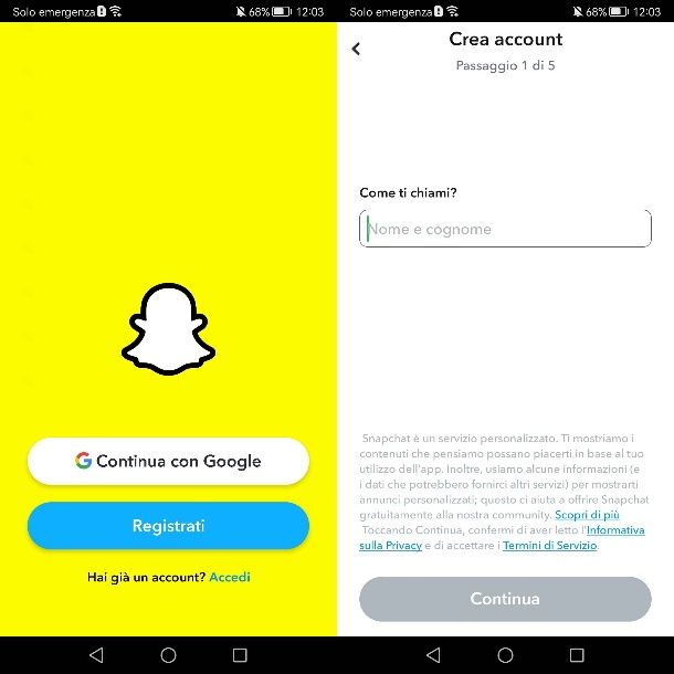 Come recuperare account Snapchat eliminato