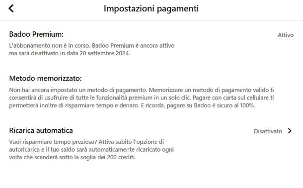 Come disattivare Badoo premium