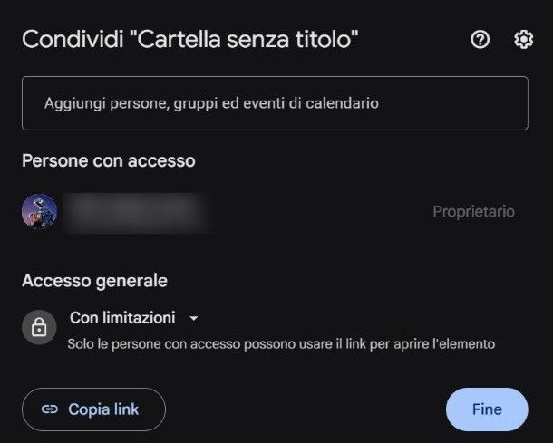 Condividere dei file su Google Drive