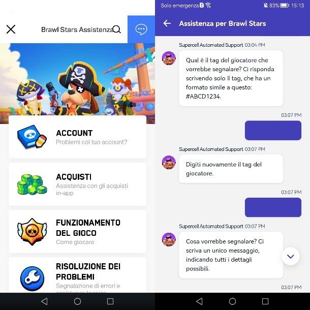 Inviare una segnalazione all'assistenza su Brawl Stars