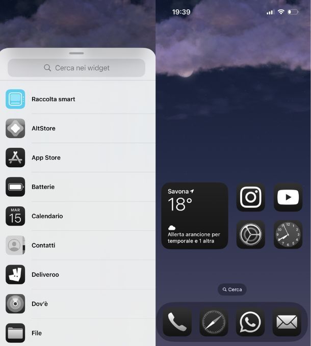 Modificare i widget iPhone