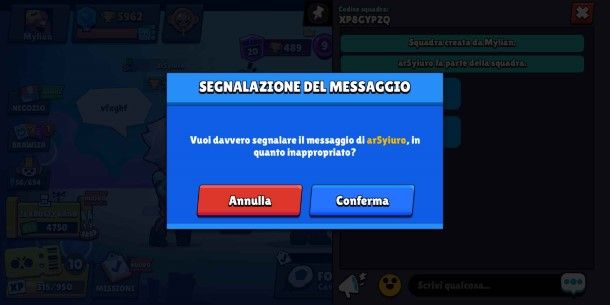 Segnalare messaggio su Brawl Stars