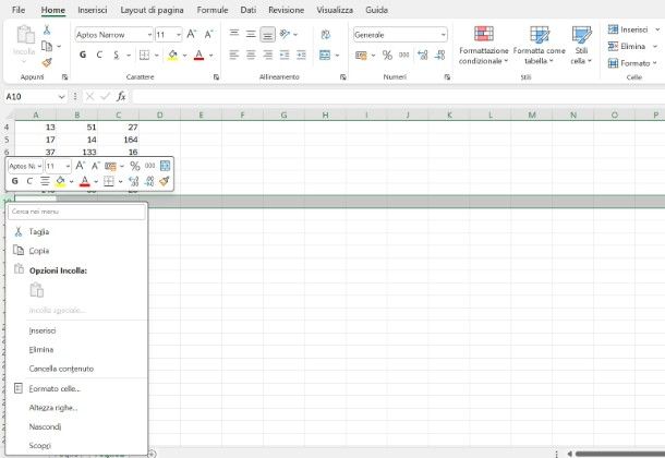 Come eliminare righe vuote da foglio Excel