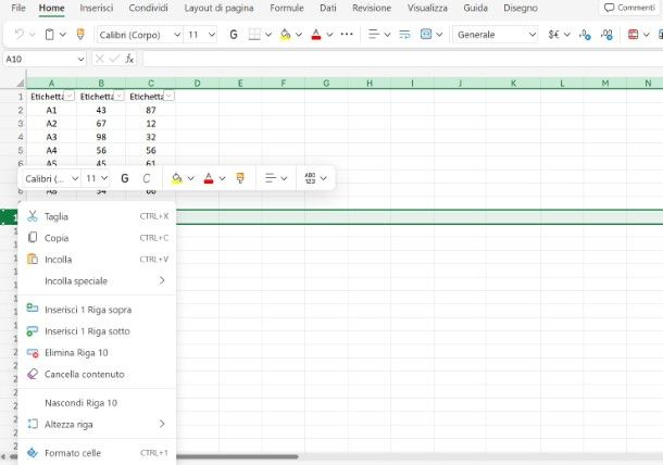 Come eliminare righe vuote da foglio Excel