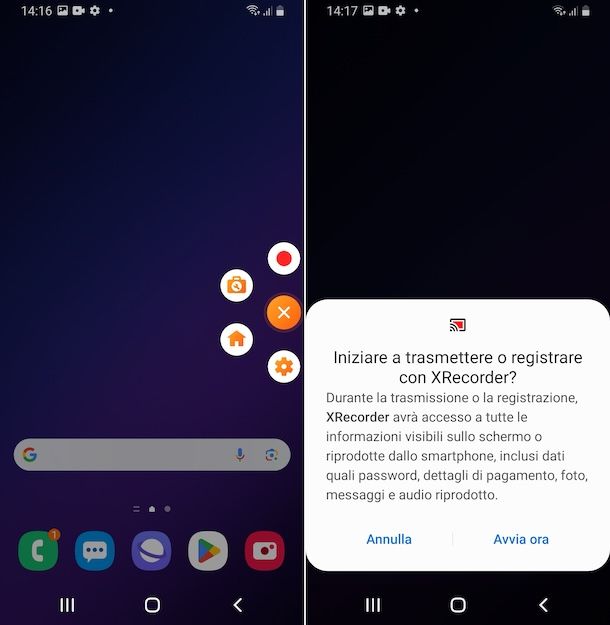 Registra Schermo — XRecorder (Android)