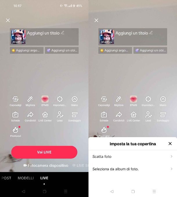 Come fare live su TikTok con foto