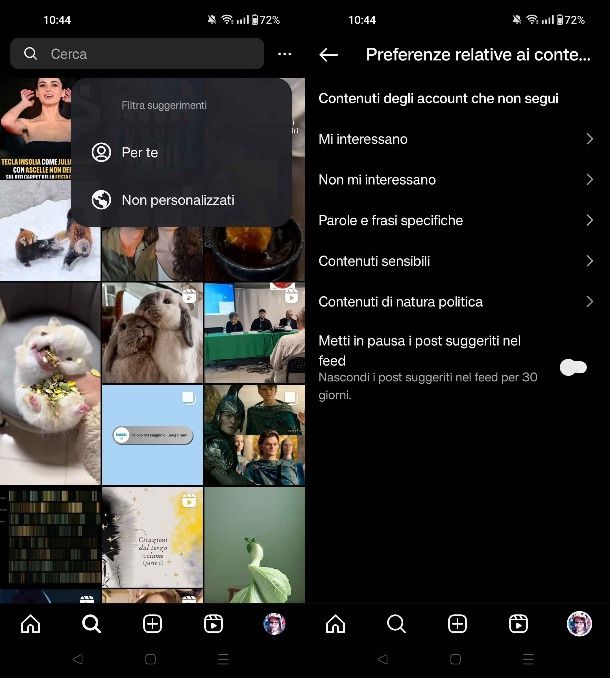 Disattivare i suggerimenti personalizzati su Instagram