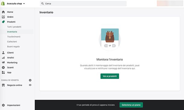 Come gestire un ecommerce con Shopify Inventario