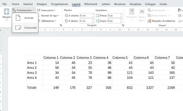 Come inserire tabella Excel in Word orizzontale