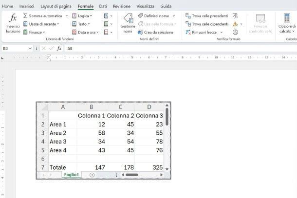 Inserire tabella Excel in documento Word