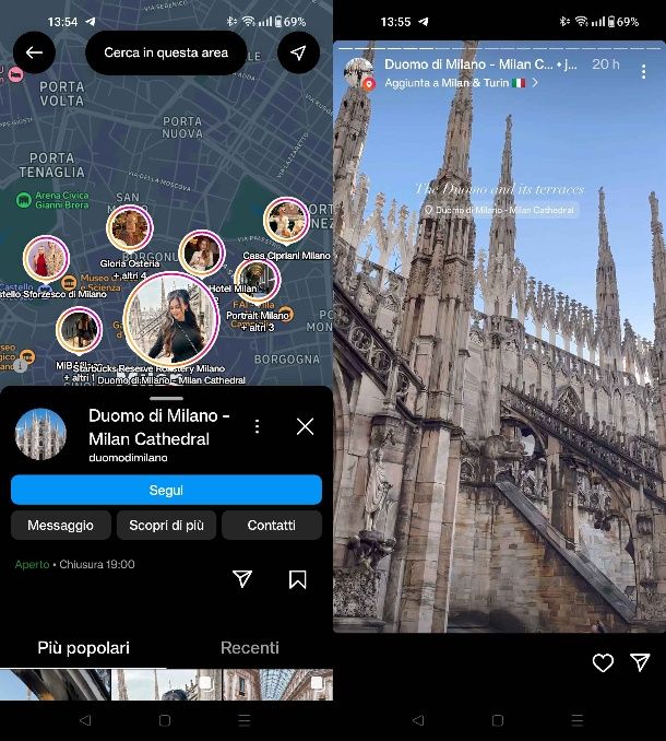 Come vedere le storie di un luogo su Instagram da app