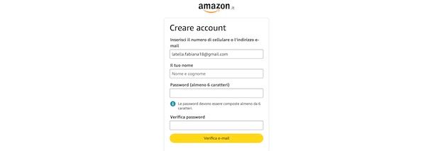 Registrazione Amazon