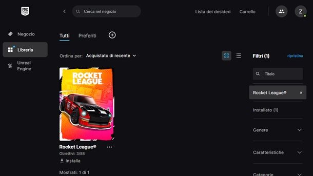 Scaricare e installare Rocket League Epic Games Launcher