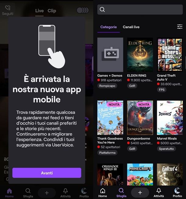 Come funziona Twitch mobile