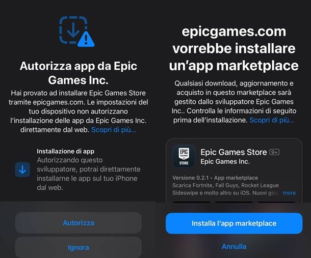 Installazione Epic Games Store iPhone sideloading