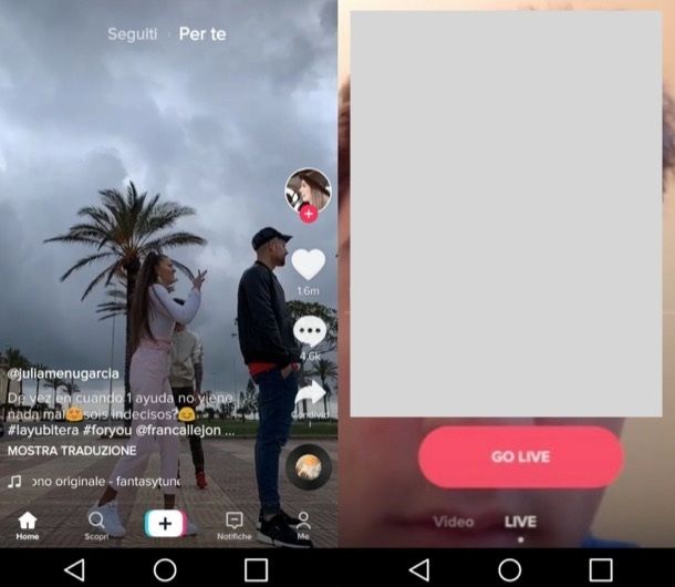 Come fare live su TikTok su Android