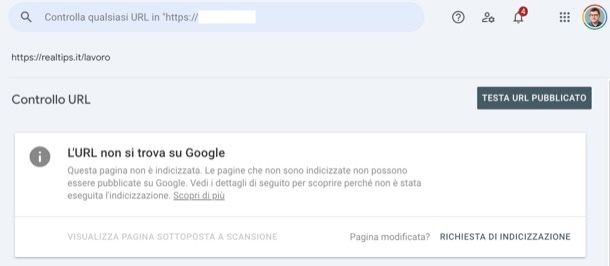 Richiesta indicizzazione URL