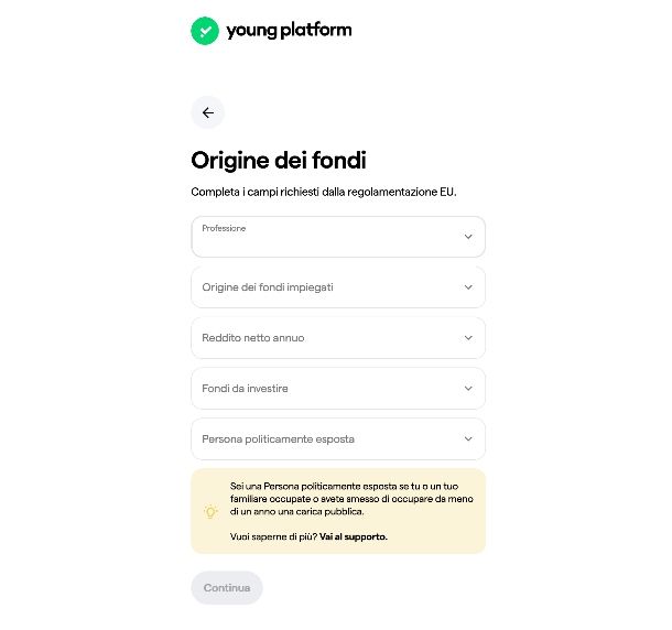 Aprire un account Young Platform