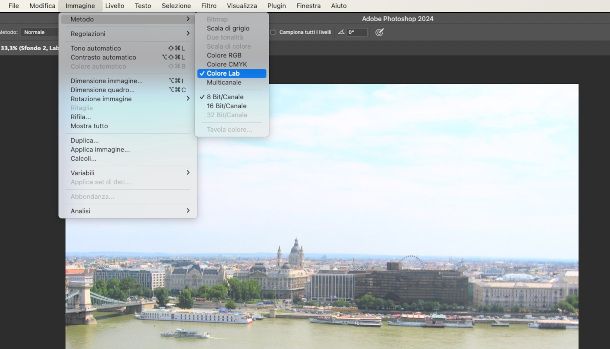 menu per selezionare metodo LAB da Photoshop