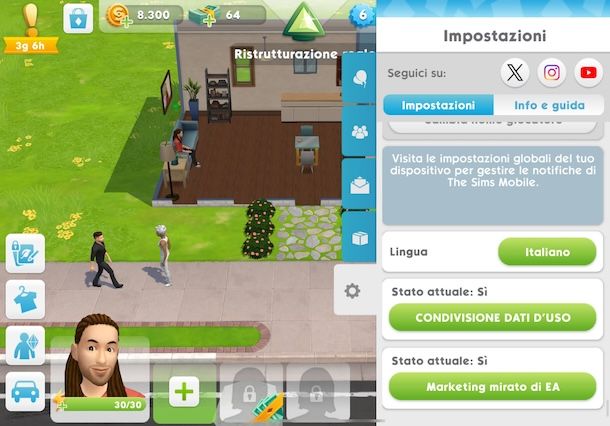 Cambiare lingua su The Sims Mobile