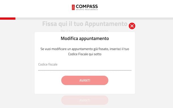 Modificare appuntamento Compass