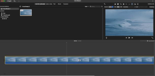 interfaccia iMovie Mac con funzioni per rallentare un video