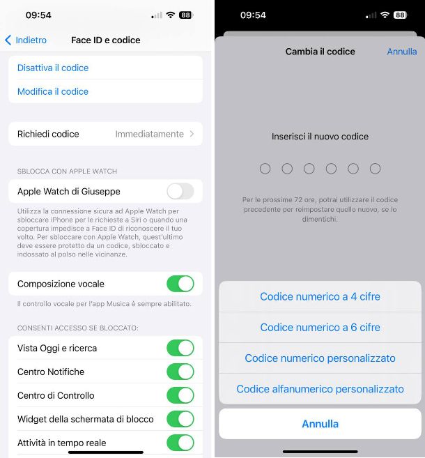 Come cambiare password iPhone