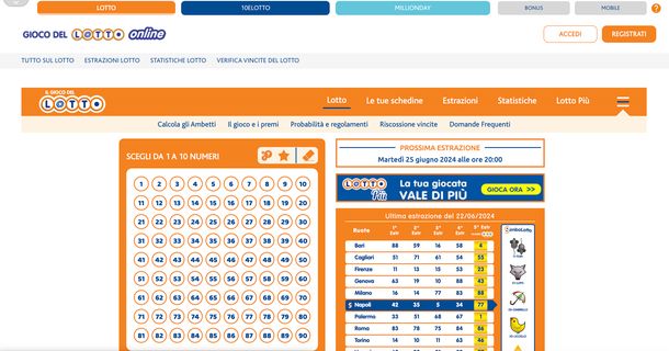 Schedina Lotto online