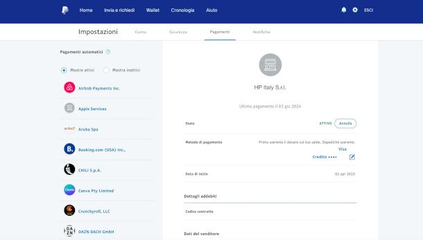 blocco pagamenti automatici da sito PayPal