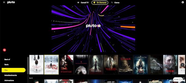 sezione Film sito Pluto TV