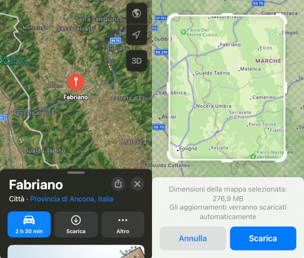 schermate app Mappe iPhone per download mappe