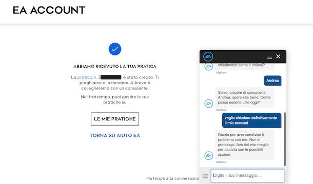 Eliminare definitivamente account EA