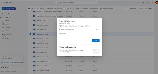 onedrive condividere