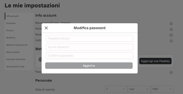 Cambiare password su Roblox