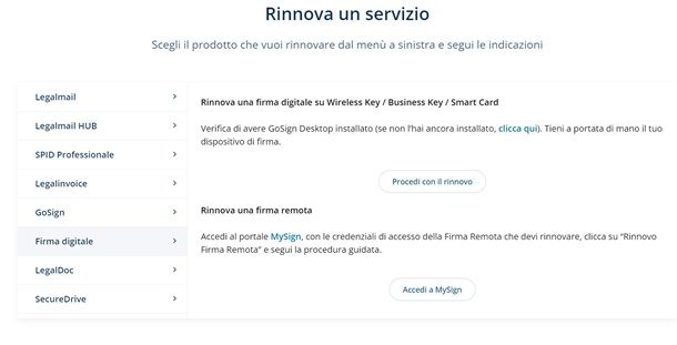 Metodo per rinnovare la firma digitale con InfoCert