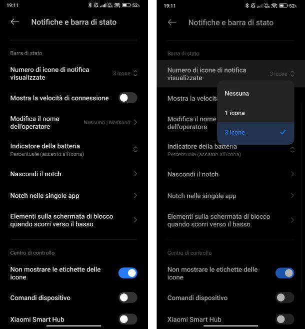 Come eliminare icone dalla barra Android Xiaomi