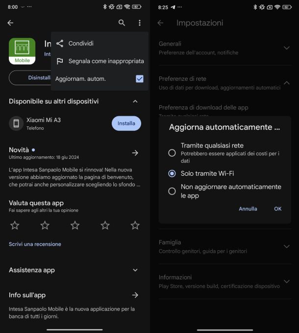 App Intesa Sanpaolo Android aggiornamento automatico