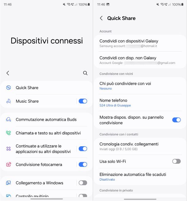 Come disattivare Quick Share su Samsung