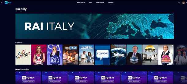 Rai Italia su RaiPlay tramite PC