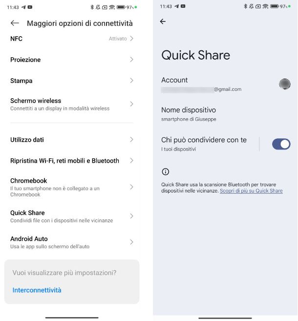 Come disattivare Quick Share su Xiaomi